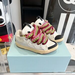 Lanvin White and Black Sneakers with Multicolor Laces